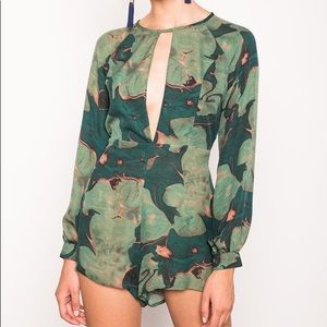 SCF Sienna Silk Romper in Lily Pad